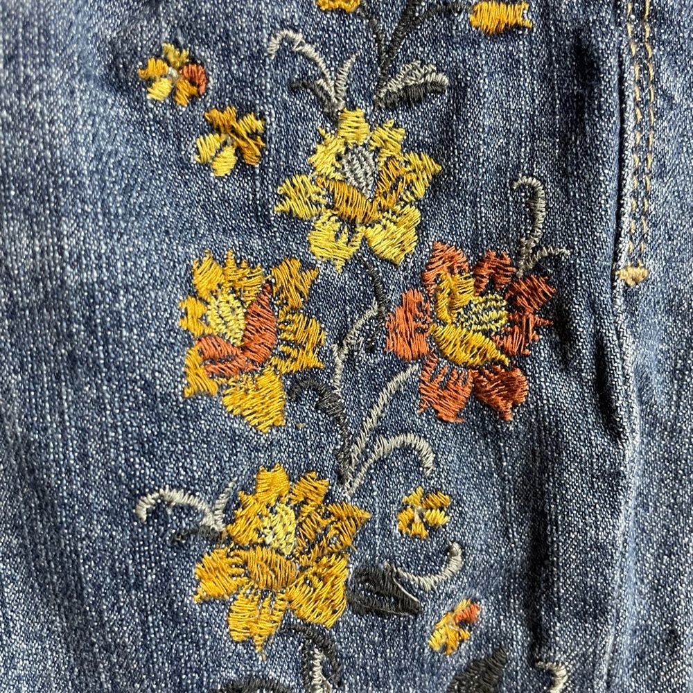 Democracy Women’s Straight Leg Jeans with Floral Embroidery - Blue - Picture 3 of 10
